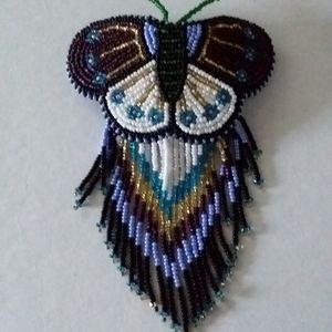 Beaded butterfly barrette